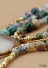 Boho Necklace, 3 Layers, Blue Natural Stone, Teardop Pendant
